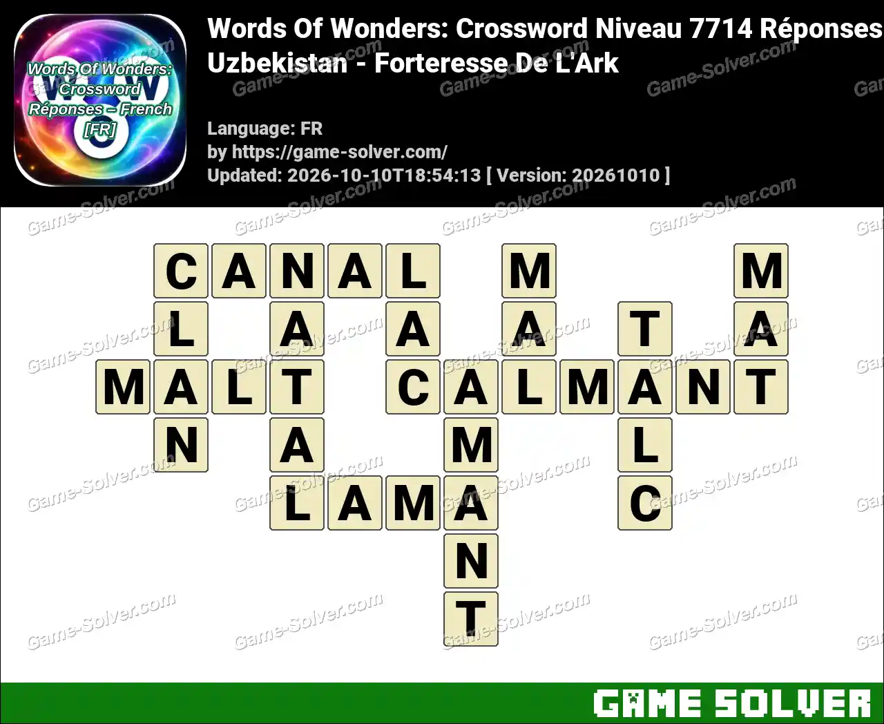 Words Of Wonders: Crossword Niveau 7714 Réponses – Uzbekistan – Forteresse De L’Ark
